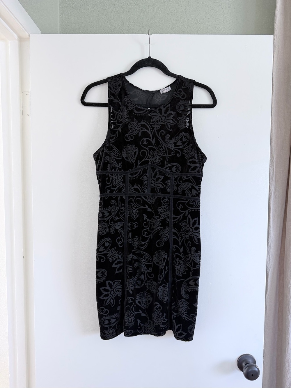 Free People Intimately Burnout Babe Black Velvet Bodycon Mini Dress Whimsigoth